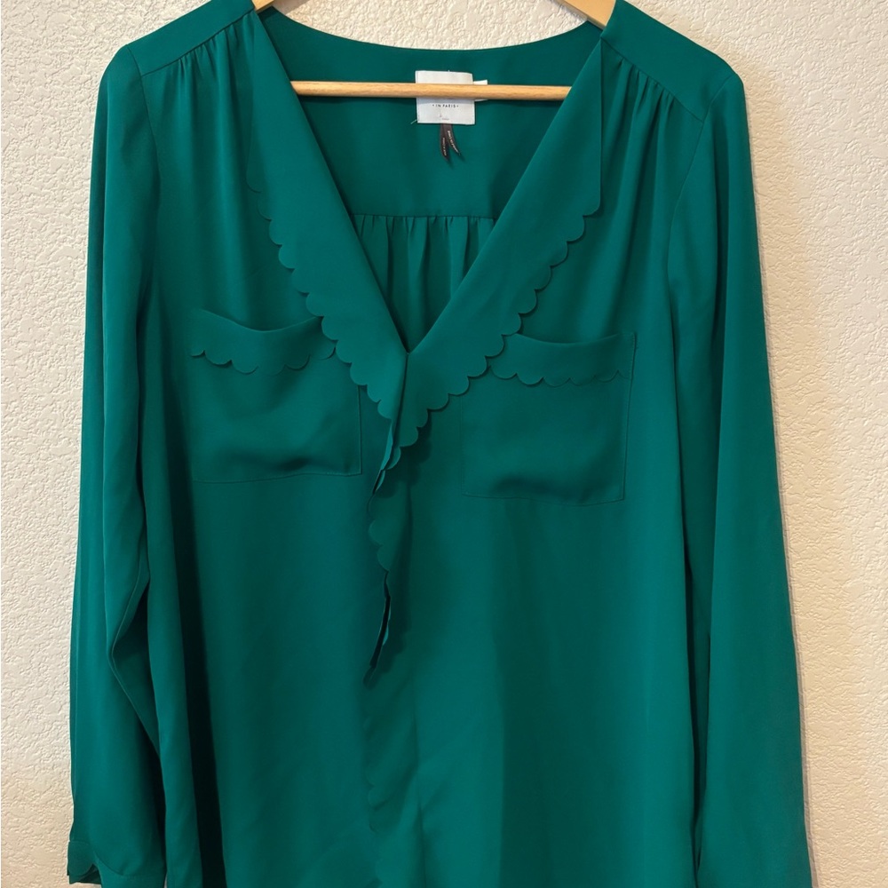 Anthropologie HD in Paris Green Women's Blouse